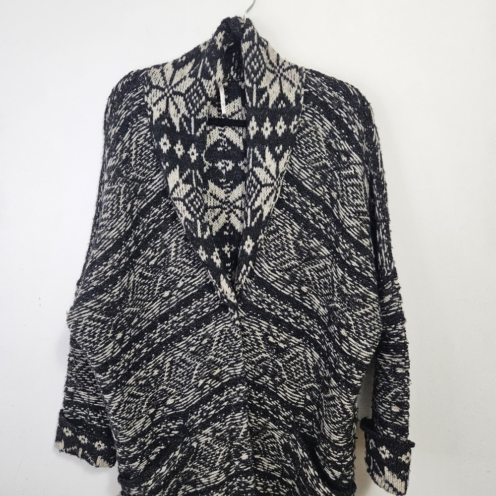 Free People Hidden Snowflake Oversize Cardigan XS Wool Boho - Picture 4 of 13